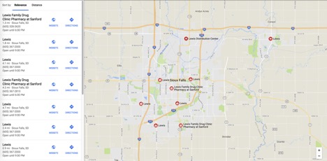 Lewis Drug location structured data result
