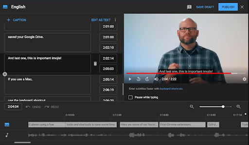 This screen grab shows how Facebook and YouTube have built in auto generated captioning software to utilize for videos.