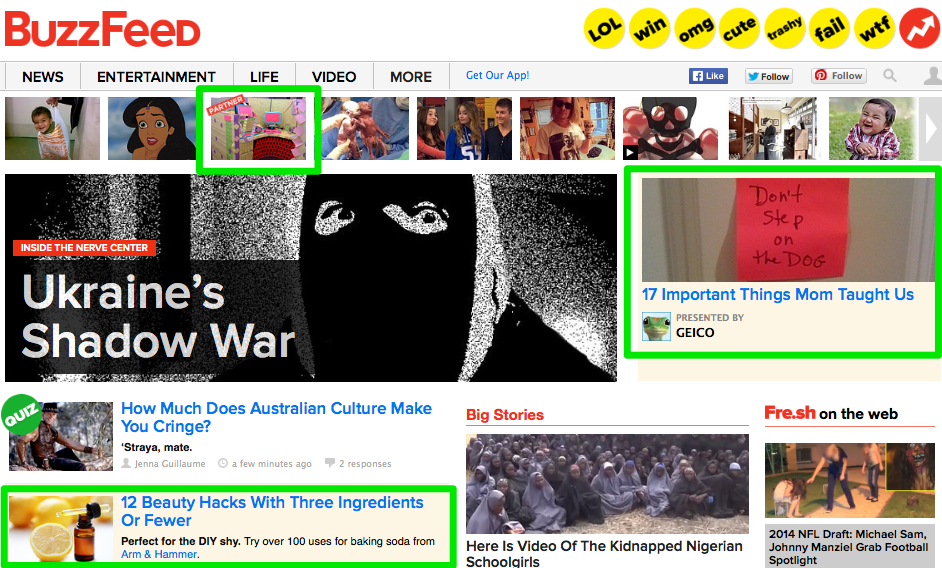 An example of endemic in-feed ads from Buzzfeed.