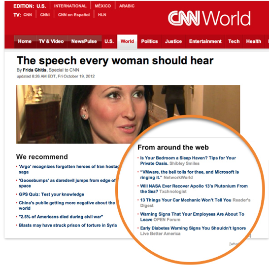 A recommendation widget for native advertising